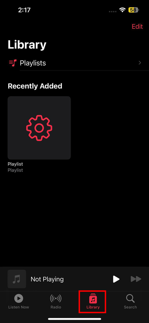 Apple Music ऐप लाइब्रेरी सेक्शन