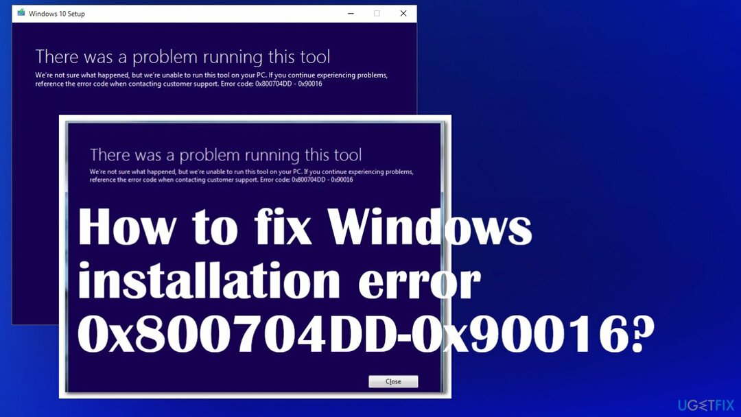 Windows-Installationsfehler 0x800704DD-0x90016