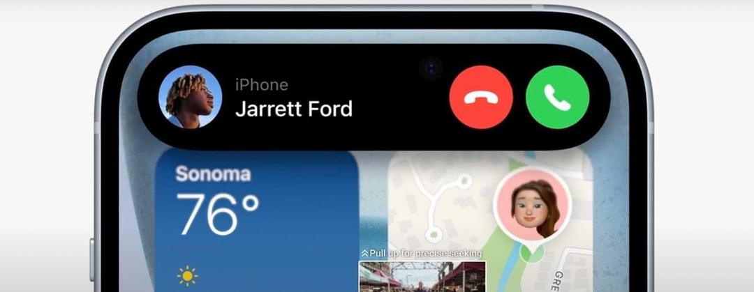 전화 통화를 위한 iPhone 15의 Dynamic Island