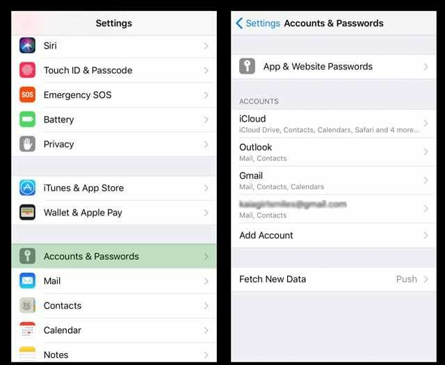 იპოვეთ პაროლები და iPhone-ის ელფოსტის ფოსტის ანგარიშები iOS11-ში