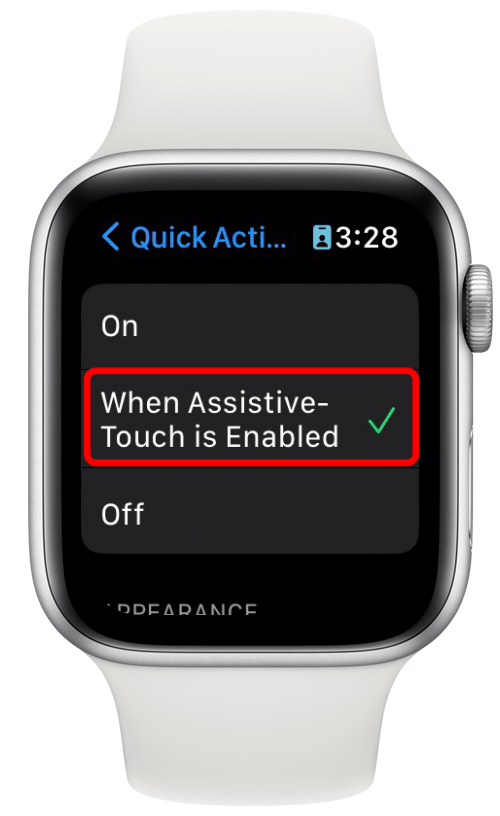 Pilih On atau When Assistive-Touch Diaktifkan tergantung pada preferensi Anda.