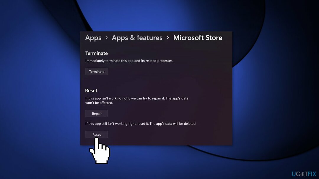 Microsoft Store2 재설정