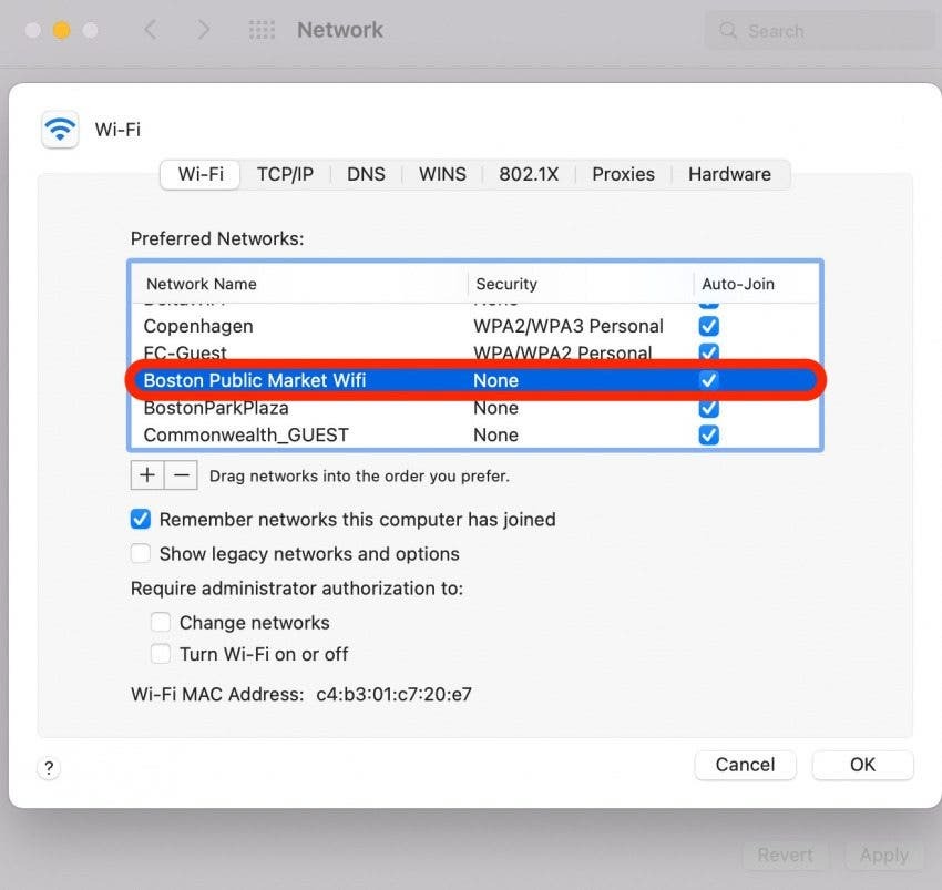 نسيت شبكة Wi-Fi الخطوة 7 - حدد الشبكة التي تريد نسيانها