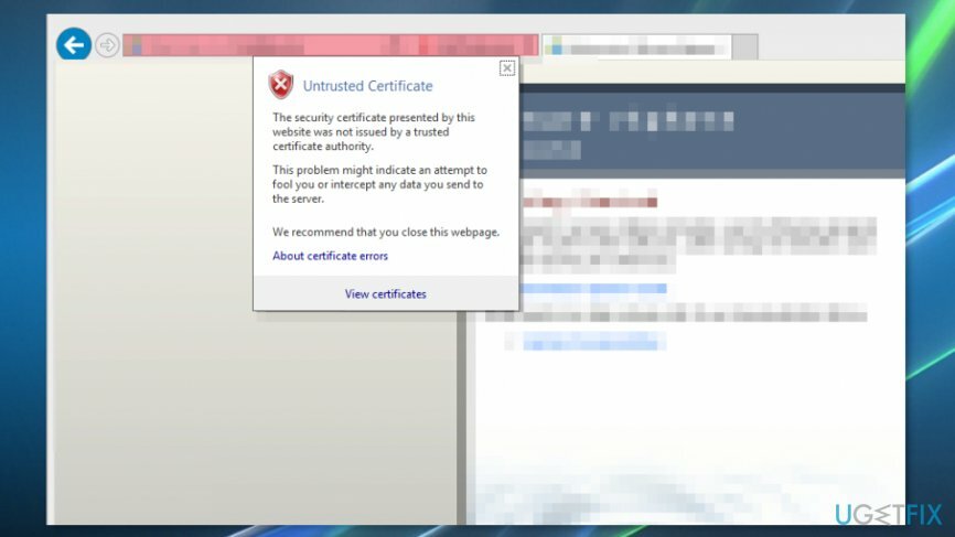 Installer certifikater for at fjerne fejlen " Dette websted er ikke sikkert".