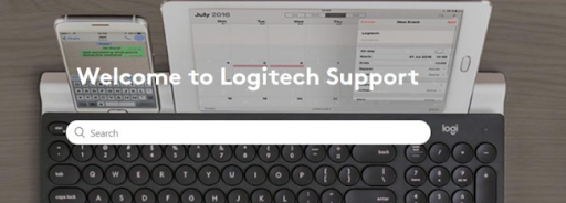 Pesquise seu produto no painel de pesquisa de suporte da logitech