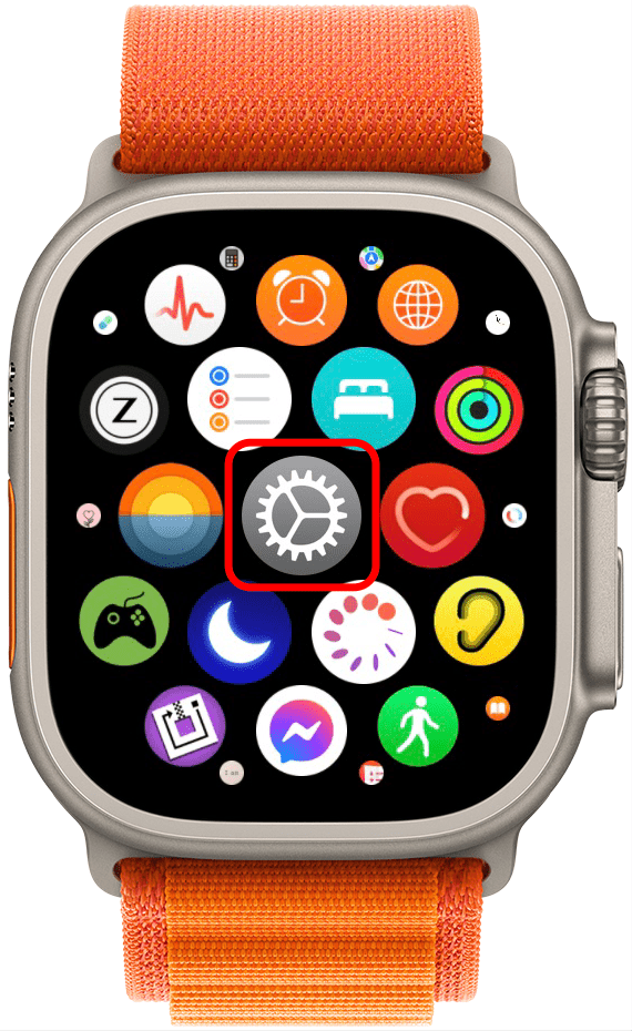 Na hodinkách Apple Watch otvorte Nastavenia.