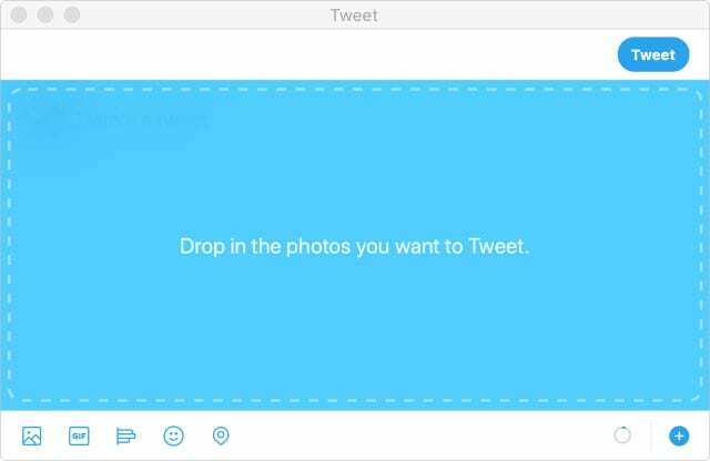 Släpp ett foto i tweetkompositioner med Twitter för Mac