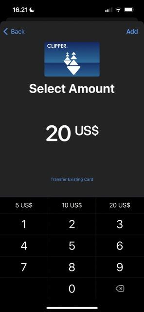 Екранна снимка, показваща как да добавяте пари в Apple Wallet