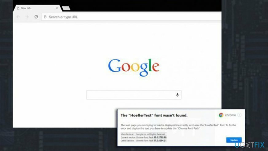 " HoeflerText-kirjasinta ei löytynyt" Chromesta