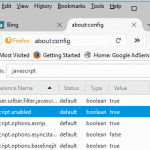 Firefox: Aktivera Inaktivera Javascript