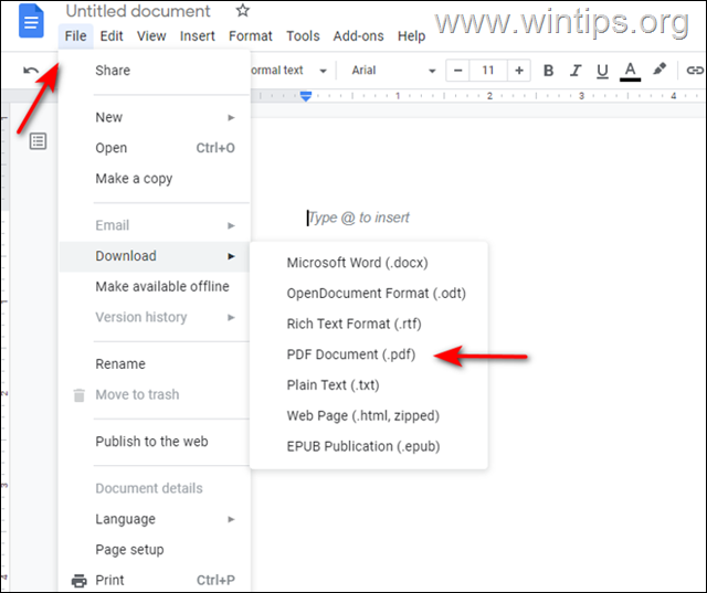 Salvar documento em PDF Google Drive