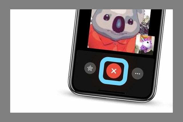 לחץ על האיקס האדום כדי לסיים שיחת FaceTime iOS 12