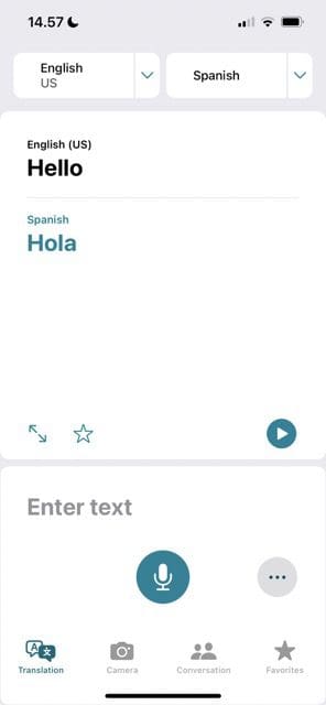 captura de pantalla que muestra cómo guardar una palabra en Apple Translate