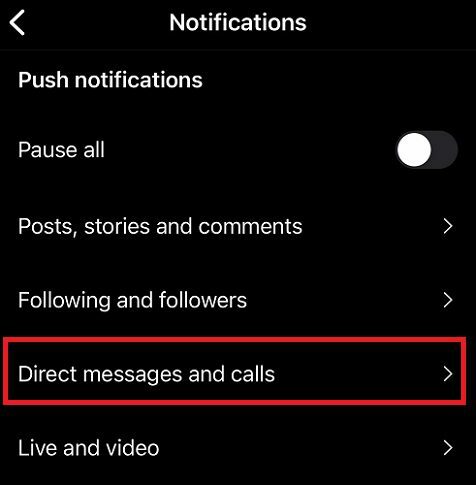 Instagram-messaggi diretti e chiamate