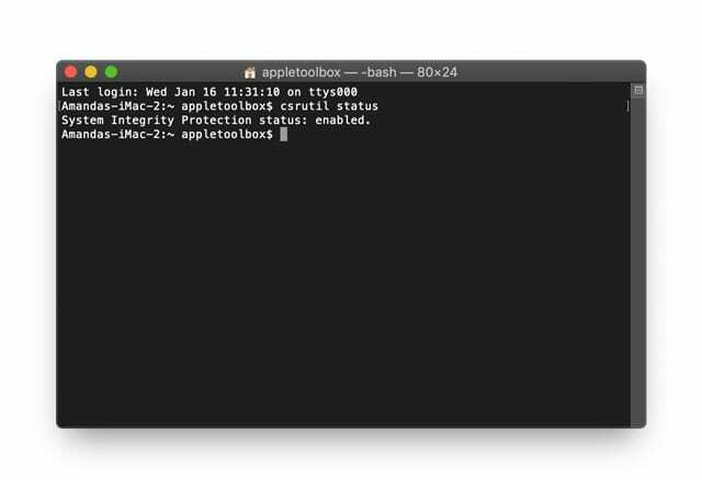 SIP habilitado en Mac a través de Terminal