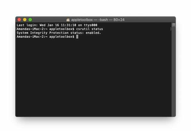 تم تمكين SIP على Mac عبر Terminal