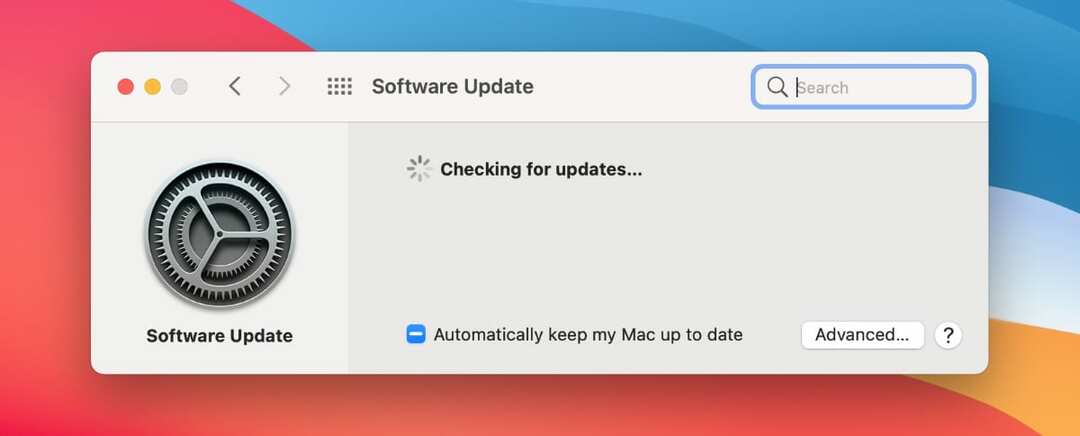 Stránka Aktualizace softwaru v Předvolbách systému macOS.