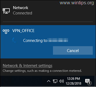 VPN-Verbindung funktioniert nicht über die Taskleiste - Windows 10