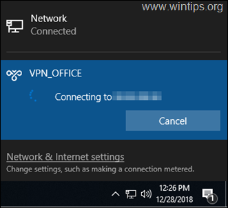 VPN ryšys neveikia iš sistemos dėklo – „Windows 10“.