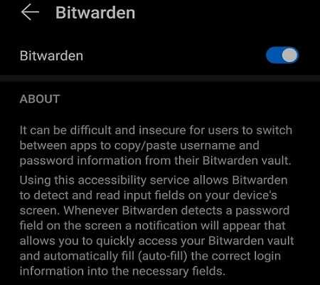 bitwarden-accessibility-asetukset
