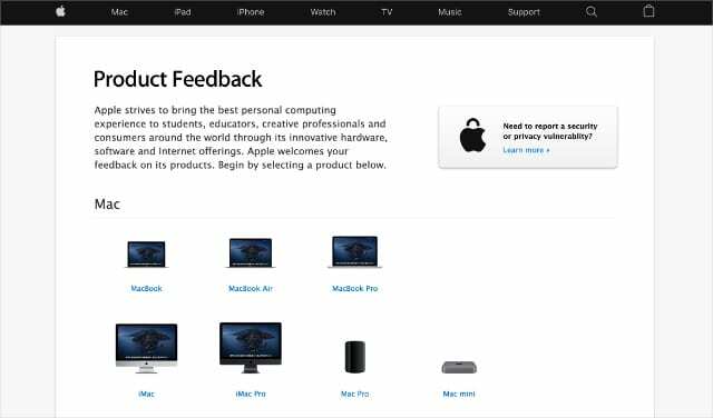 เว็บไซต์ Apple Feedback