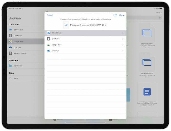 iCloud Drive sur l'application Fichiers sur iPad