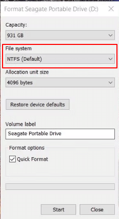 NTFS formater le disque
