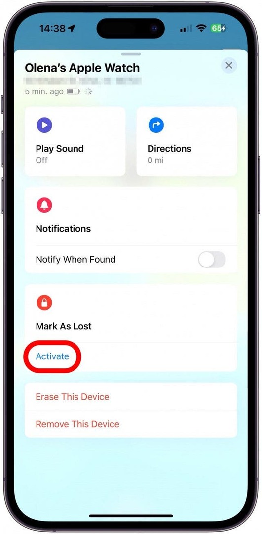 Если вы больше не видите местоположение, вам придется прокрутить вниз и пометить его как потерянное. Для этого нажмите «Активировать» в разделе «Пометить как утерянное».