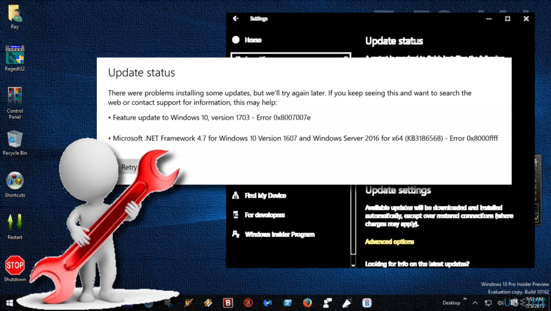 zobrazuje chybu 0x8007007e počas procesu Windows Update
