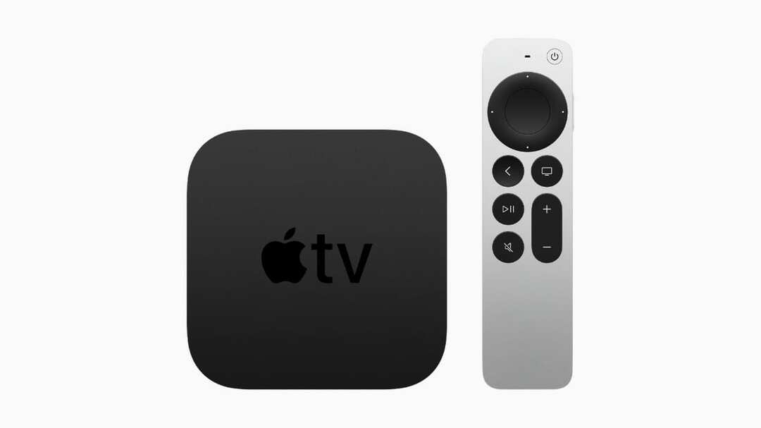 Neues Apple TV 4K mit der neu gestalteten Siri Remote.