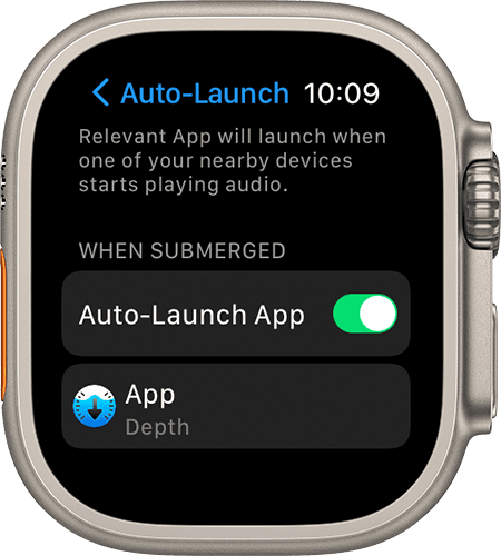 So verwenden Sie die Depth-App auf der Apple Watch Ultra – Automatischer Start