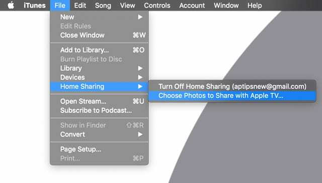 Vælg billeder til deling med Apple TV på Mac iTunes-hjemmedeling