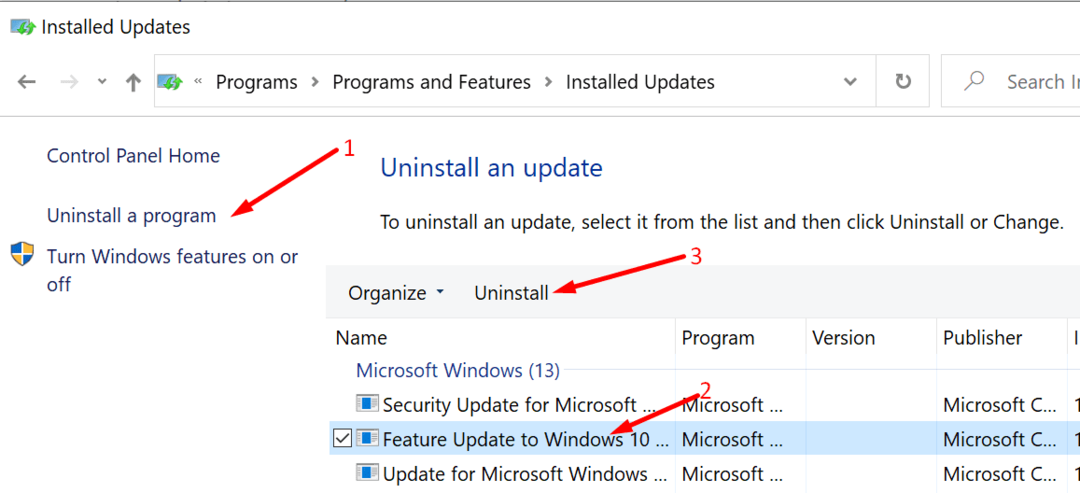 απεγκαταστήστε τον πίνακα ελέγχου ενημέρωσης των Windows 10