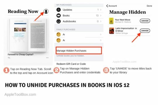 IOS 12 में किताबों को कैसे अनहाइड करें