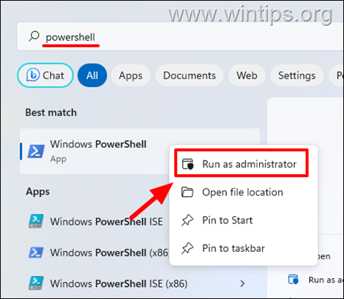 Buka PowerShell sebagai Administrator