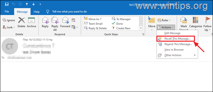 Hae sähköpostiviesti Outlookissa.
