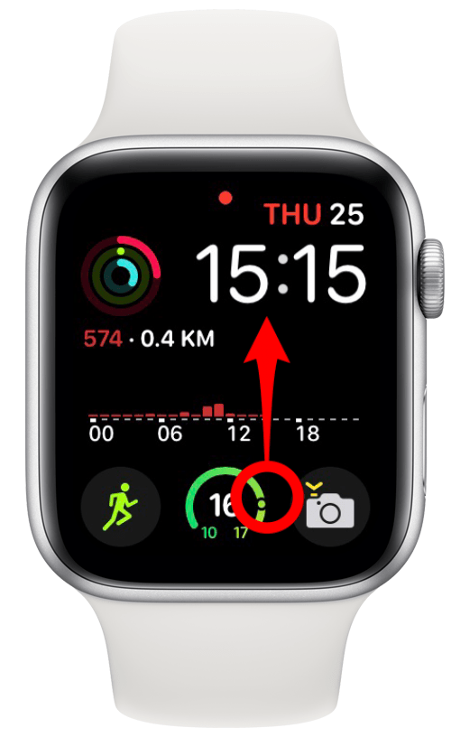 Geser ke atas pada tampilan jam Anda untuk membuka Pusat Kontrol
