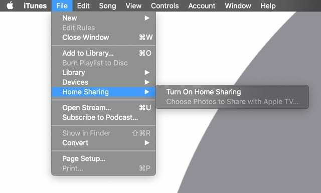 Įjunkite iTunes Home Sharing 