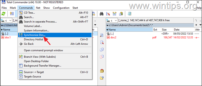 סינכרון תיקיות - Total Commander