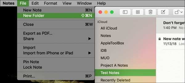 ახალი Notes საქაღალდე Mac