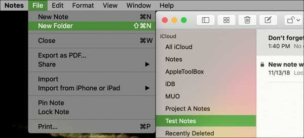 Noul folder de note Mac