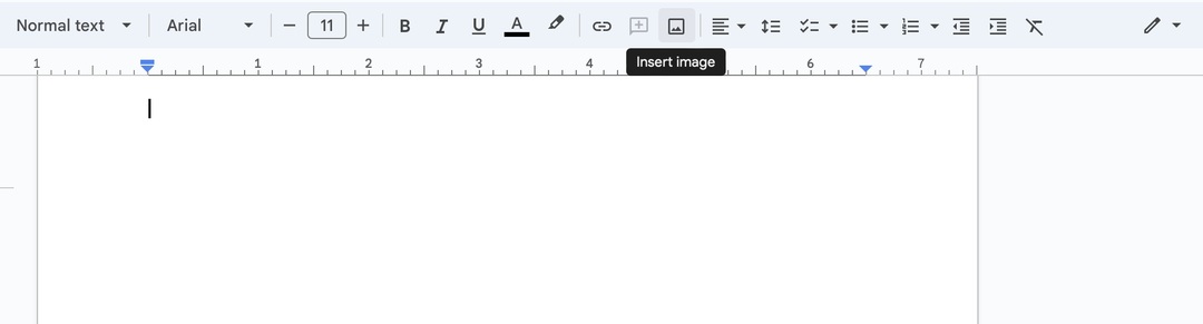 Опцията за вмъкване на изображение в Google документ
