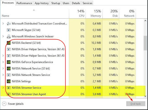 सभी GeForce कार्यों को बंद करें और GeForce अनुभव को फिर से लॉन्च करें