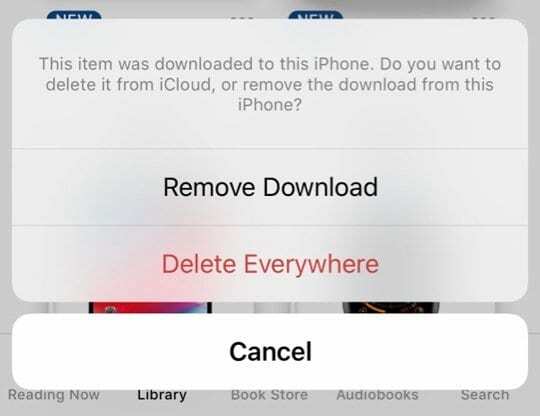 rimuovere o eliminare il libro dall'app Apple Books