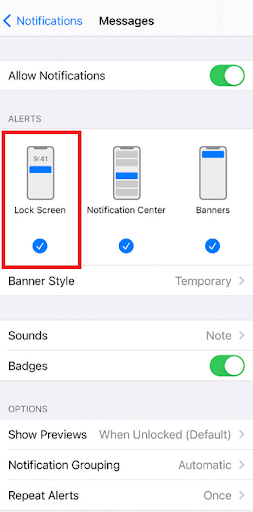 Užrakinimo ekrano parinktis – iphone
