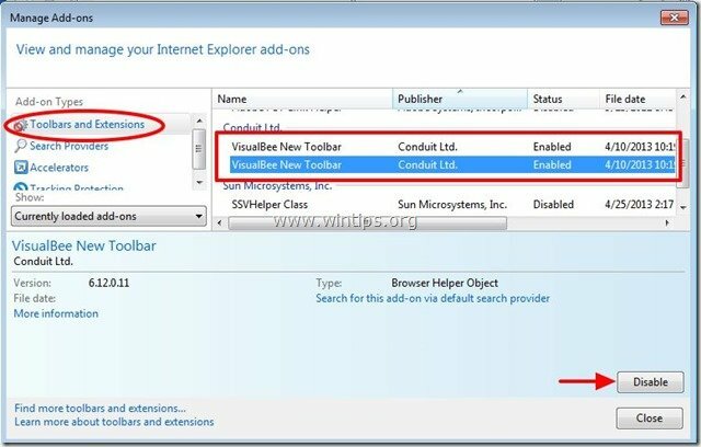 Remove-visualbee-new-toolbar-internet-explorer