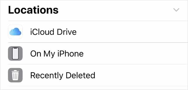 Τοποθεσίες αρχείων στην εφαρμογή iPhone
