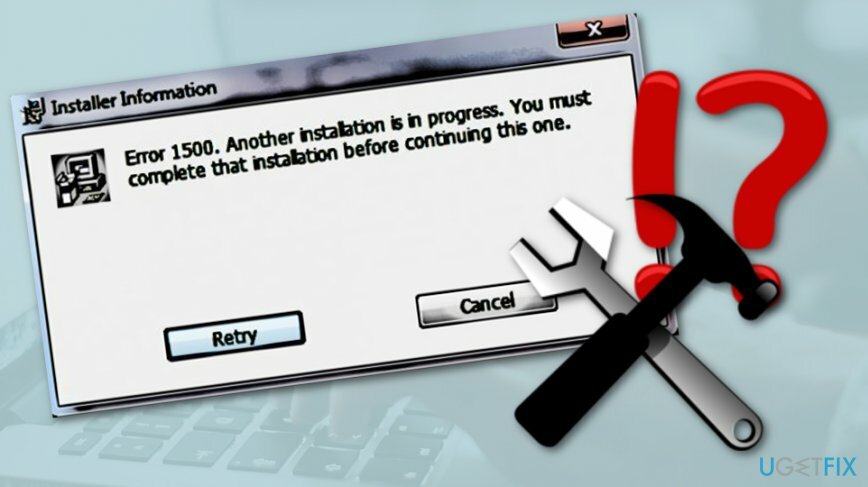 Изображение с кодом ошибки 1500 «Выполняется другая установка» в Windows