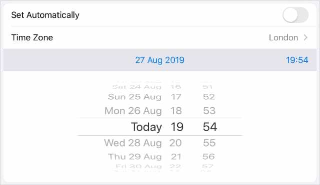 iPadで日付と時刻の設定を手動で設定する