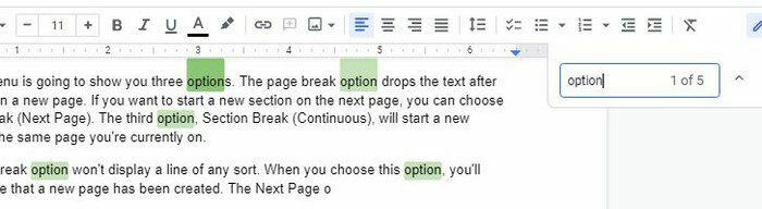 Søgemuligheder for Google Docs